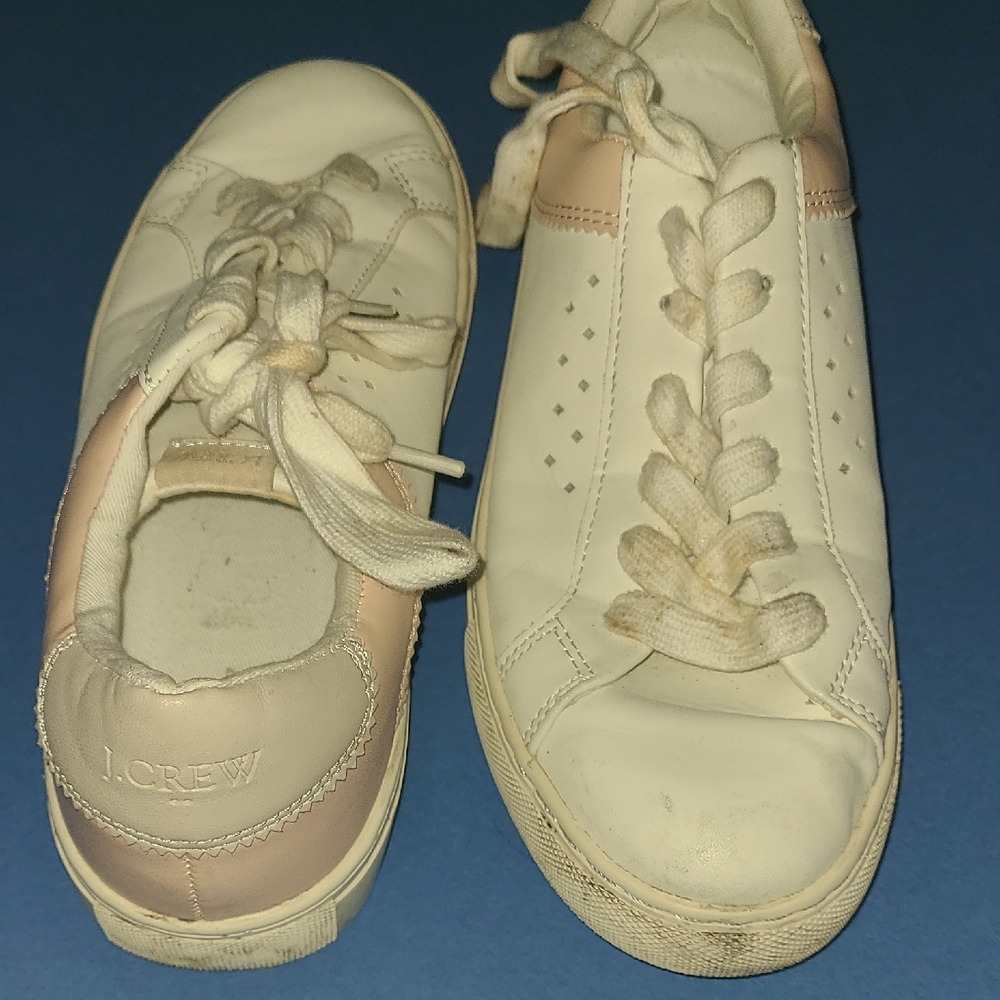 J. Crew Womens Cream and Pink Sneakers Sz 7